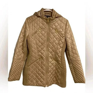 Via Spiga Women’s Puffer Coat w/ Detachable Hood Gold Sz. S